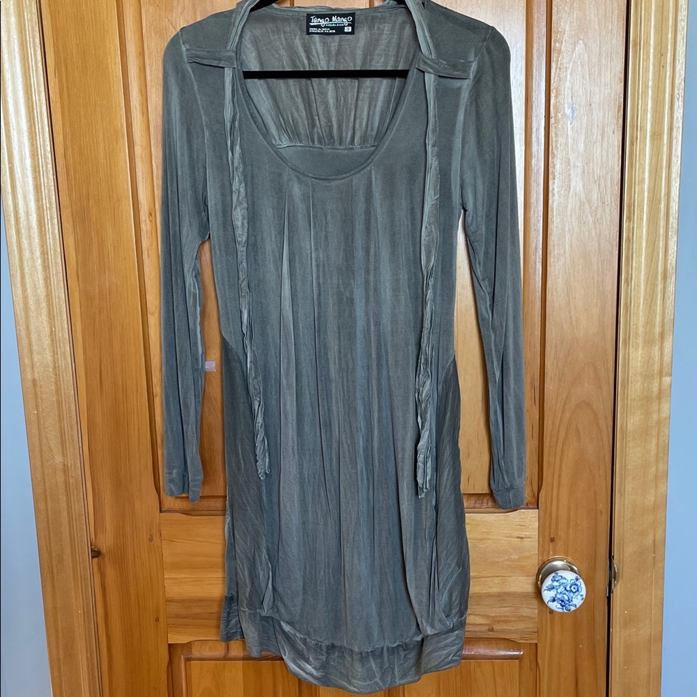 Pretty Long Sleeve Gray Dress S